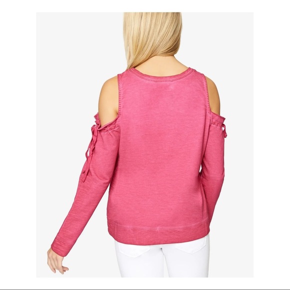 Pink Cold Shoulder Sweatshirt - Picture 3 of 5